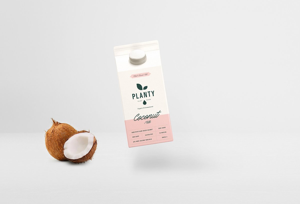 （餐饮）牛奶vi品牌标识—— PLANTY 简约现代包装vi设计案例，vi设计，包装vi设计，（餐饮）牛奶品牌vi设计，品牌包装vi设计，品牌vi设计，vi品牌策划，深圳vi设计，左右格局