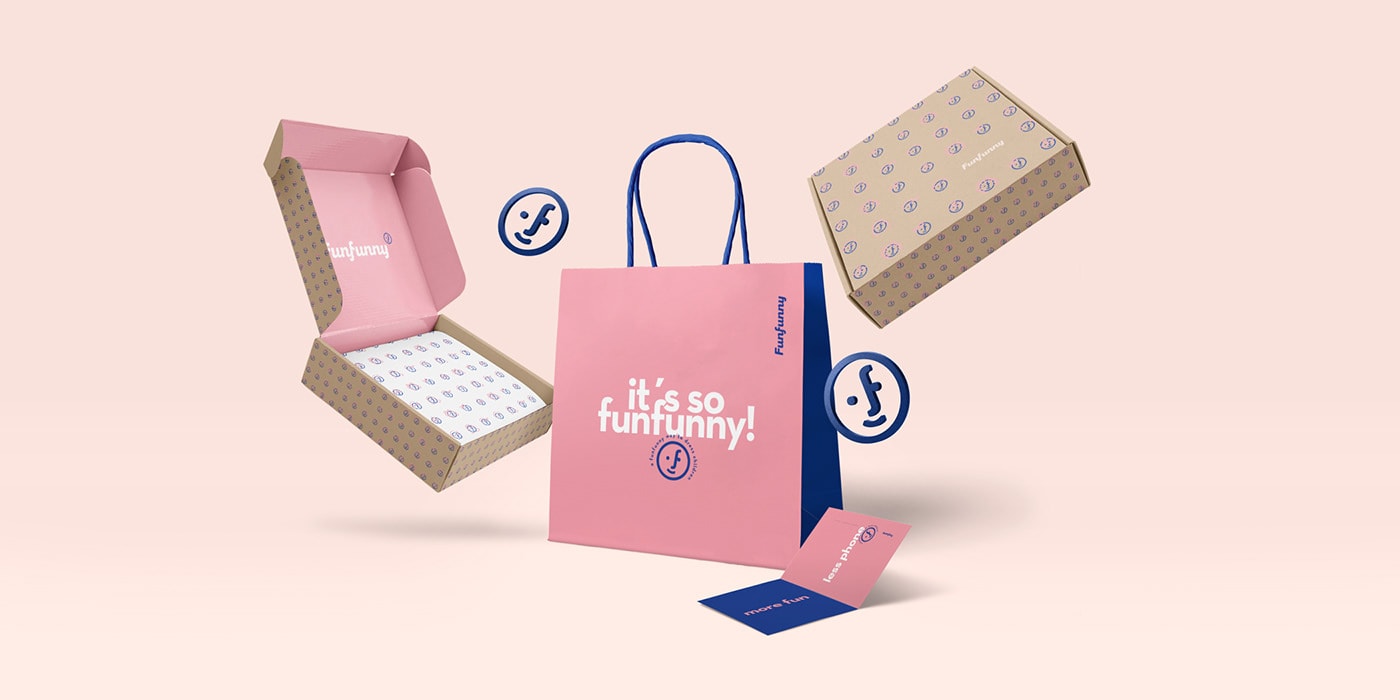 Funfunny儿童时装品牌策划和品牌logo设计案例，服装VI设计，儿童时装品牌设计，深圳品牌策划，深圳VI设计，左右格局