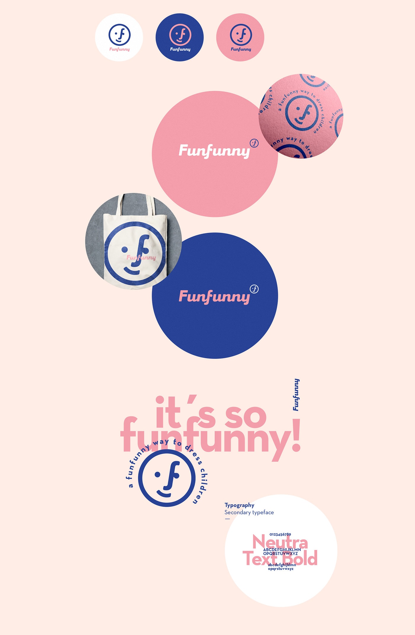 Funfunny儿童时装品牌策划和品牌logo设计案例，服装VI设计，儿童时装品牌设计，深圳品牌策划，深圳VI设计，左右格局