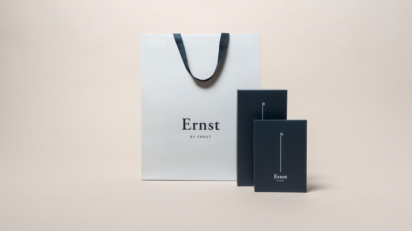 Ernst挪威经典优雅男装品牌VI设计和包装设计，服装VI设计，服装包装设计，深圳VI设计，左右格局