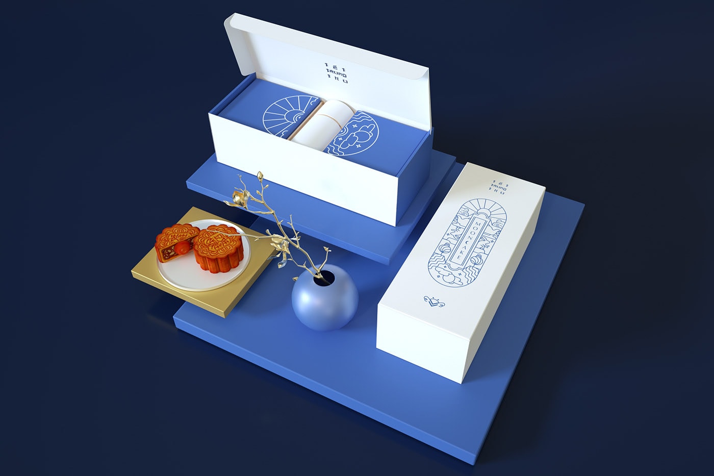 精品越南传统月饼品牌VI设计——创意插画包装设计，食品VI设计，食品包装设计，深圳VI设计，左右格局